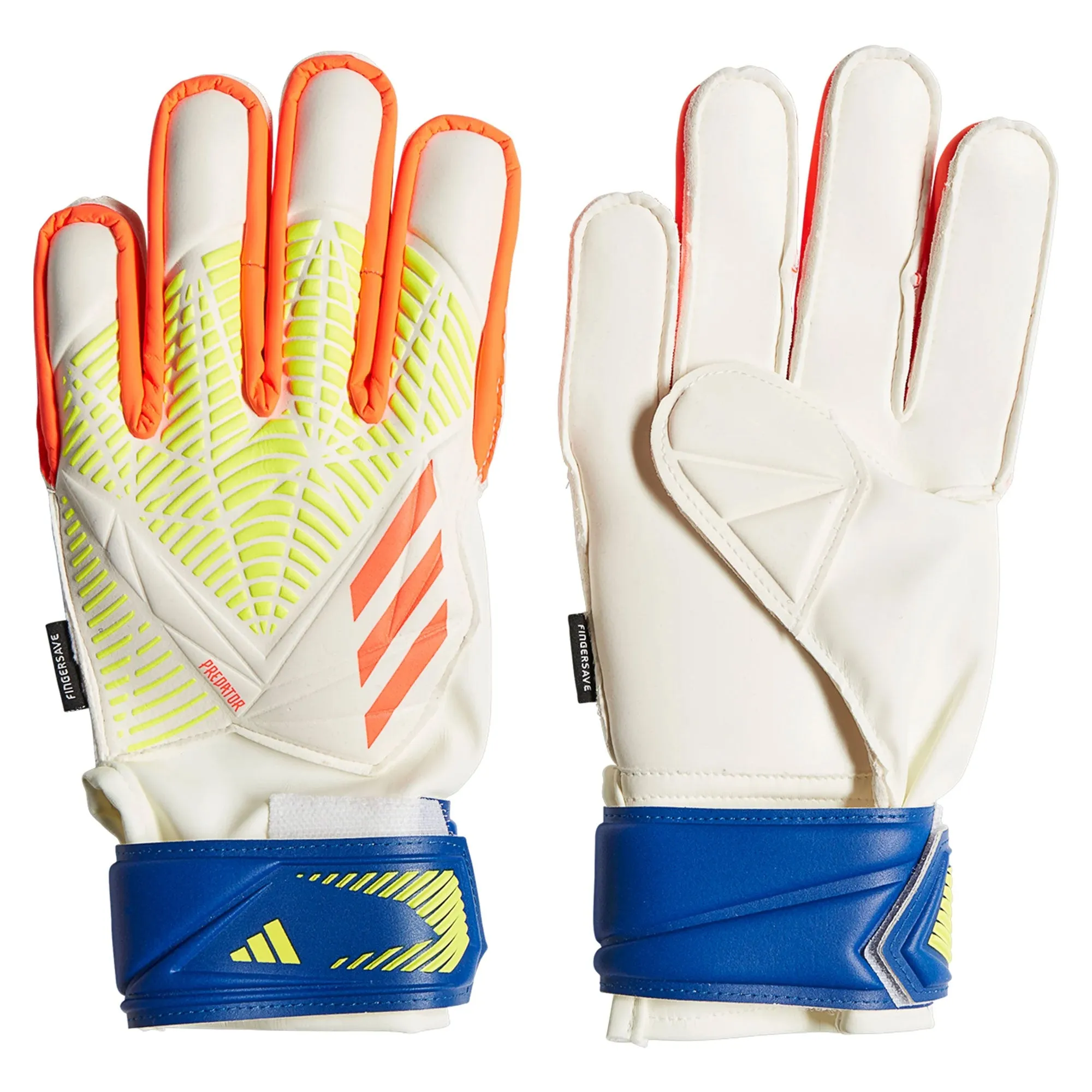 adidas Kids Predator Edge Fingersave Match Goalkeeper Gloves White/Cyan