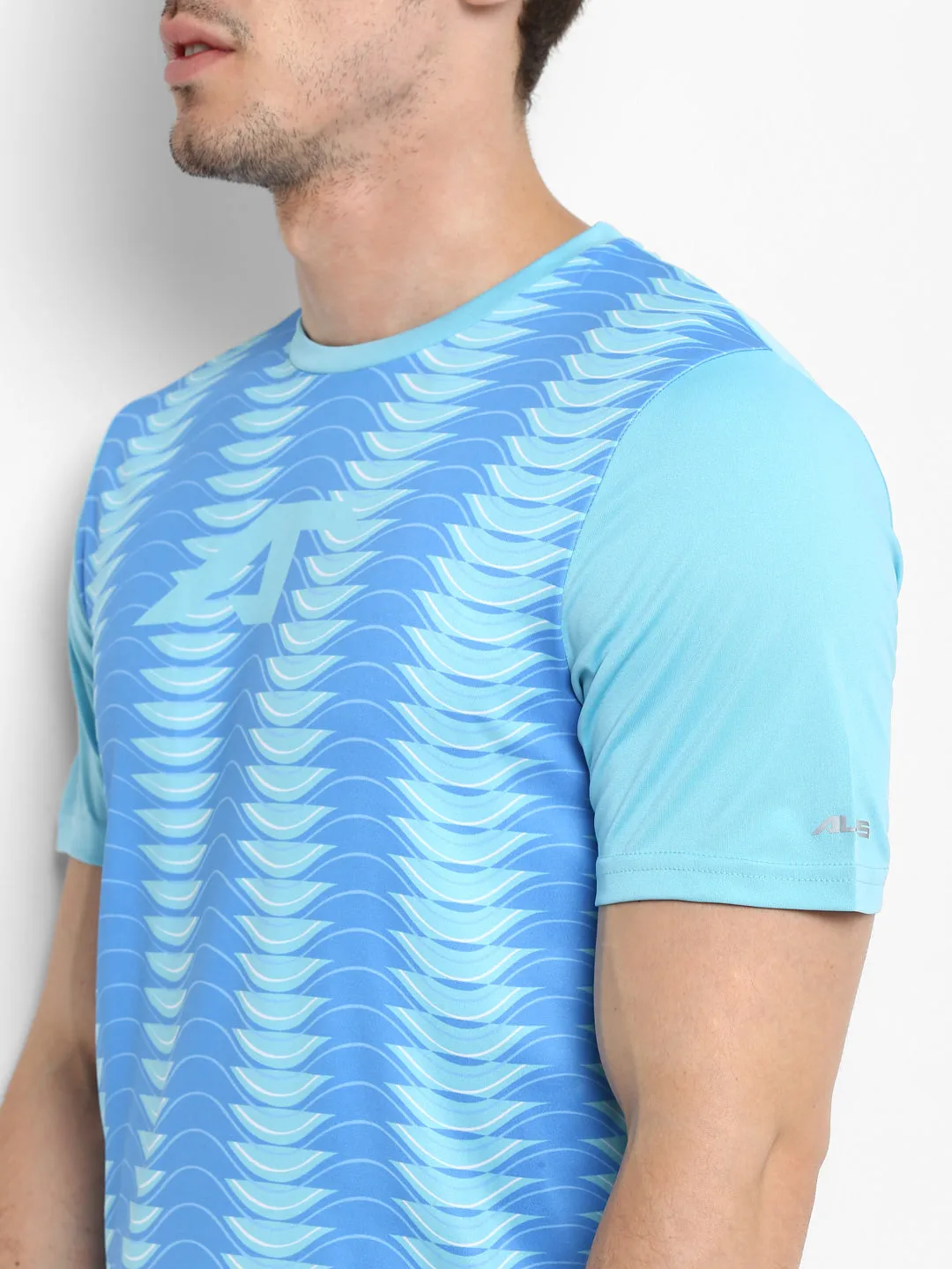 Alcis Men Blue Printed Round Neck T-shirt