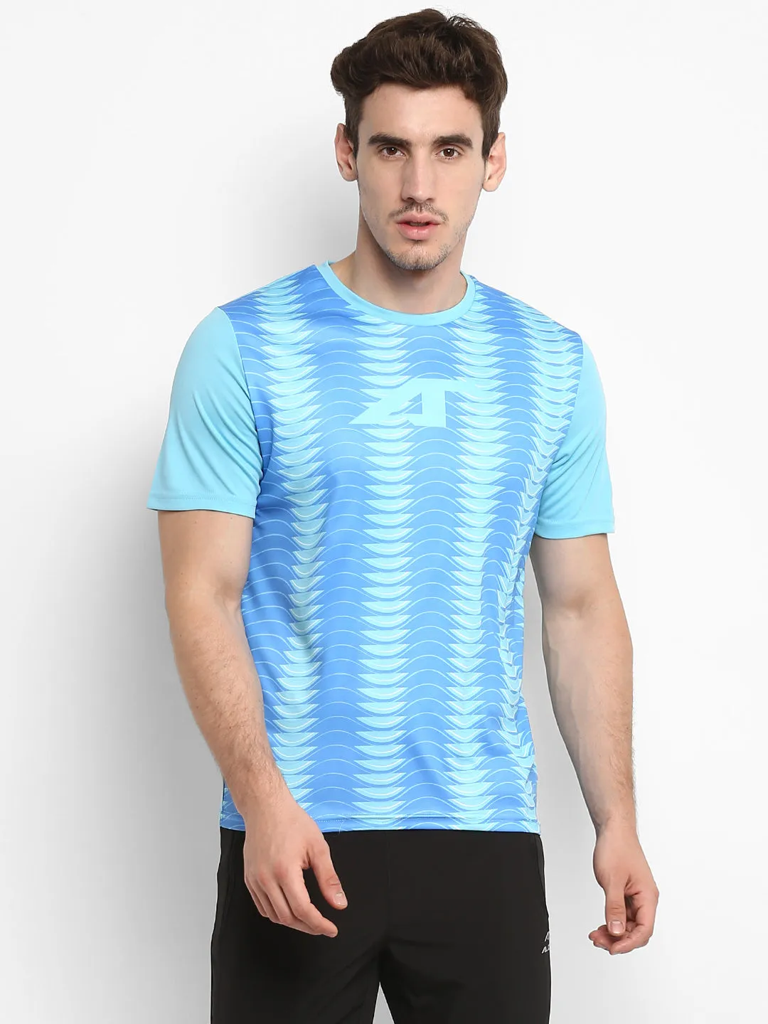 Alcis Men Blue Printed Round Neck T-shirt