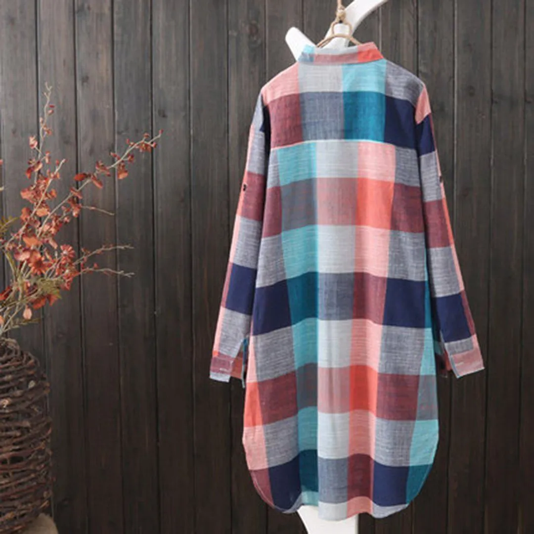 BABAKUD Plaid Loose Long Sleeve Casual Shirt