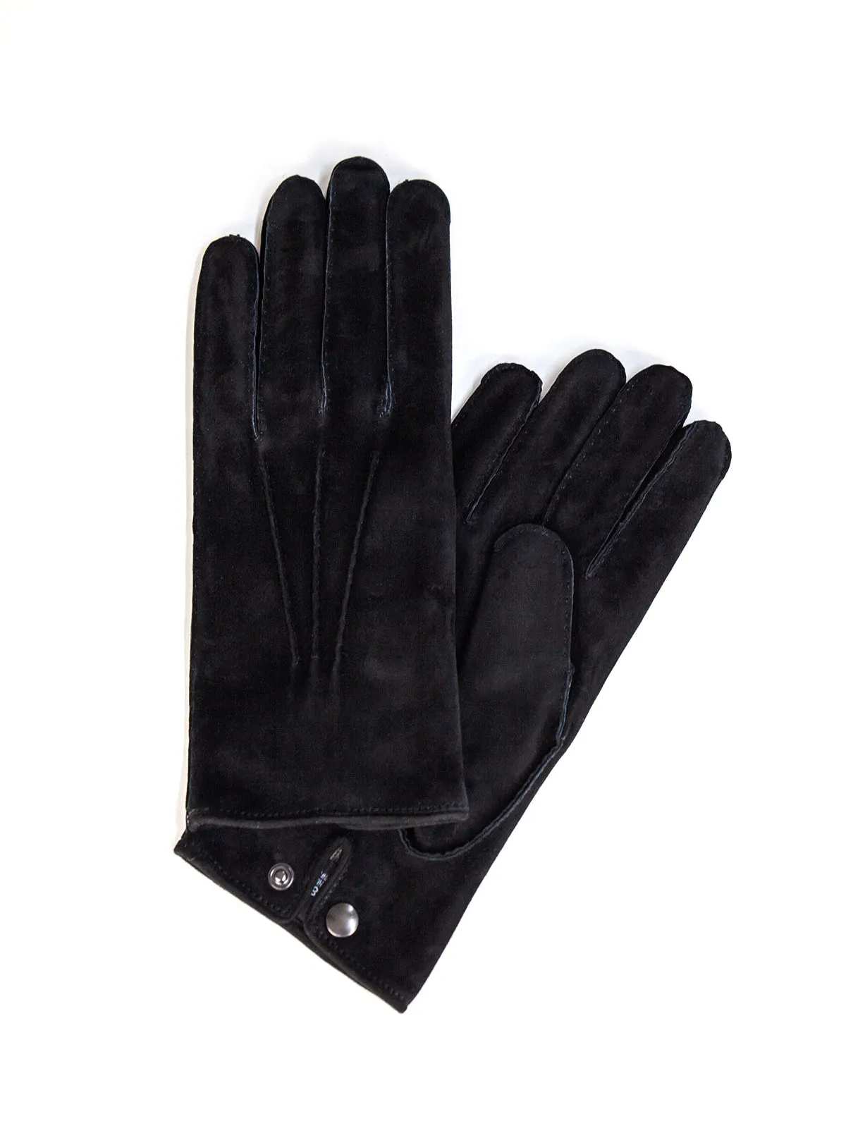 Black Cashmere-Lined Suede Leather Gloves