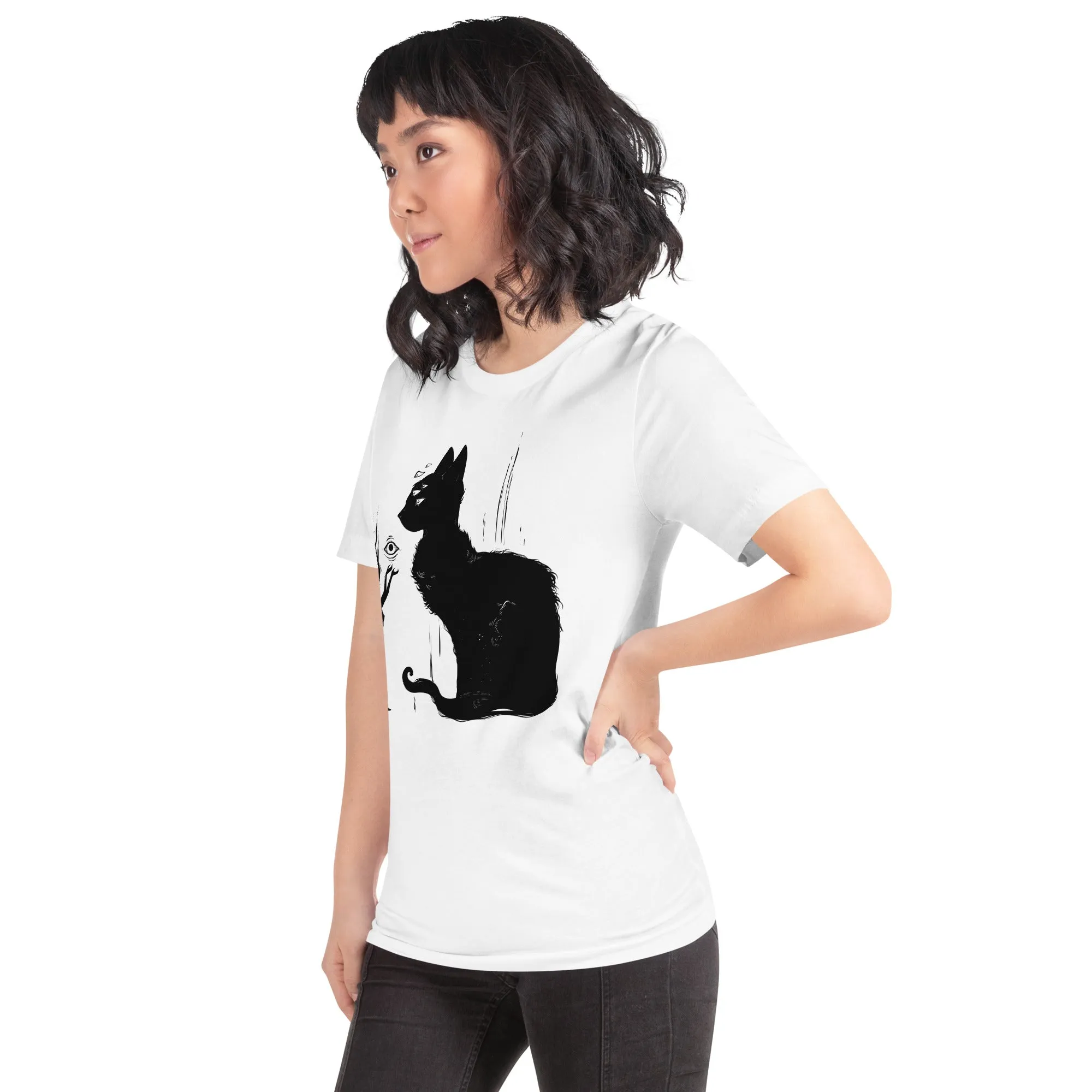 Black Cat And Witch, Unisex T-Shirt