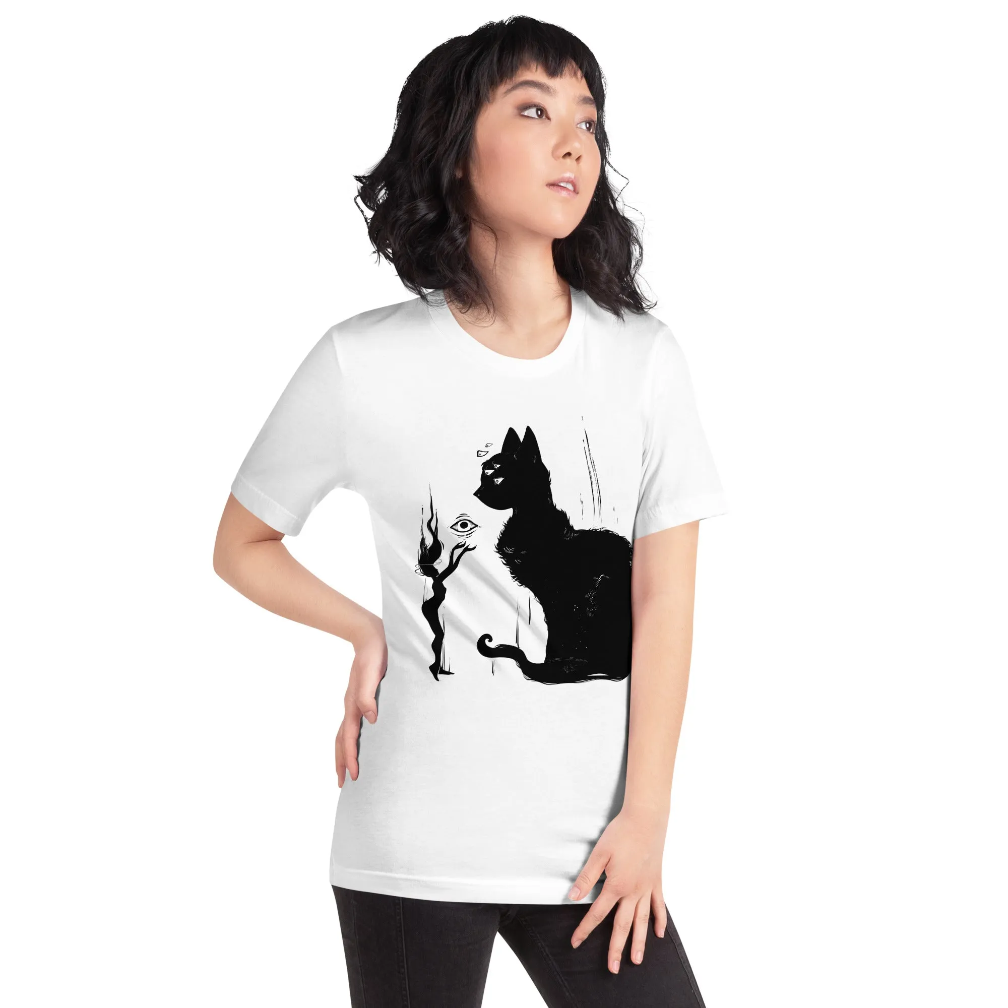 Black Cat And Witch, Unisex T-Shirt