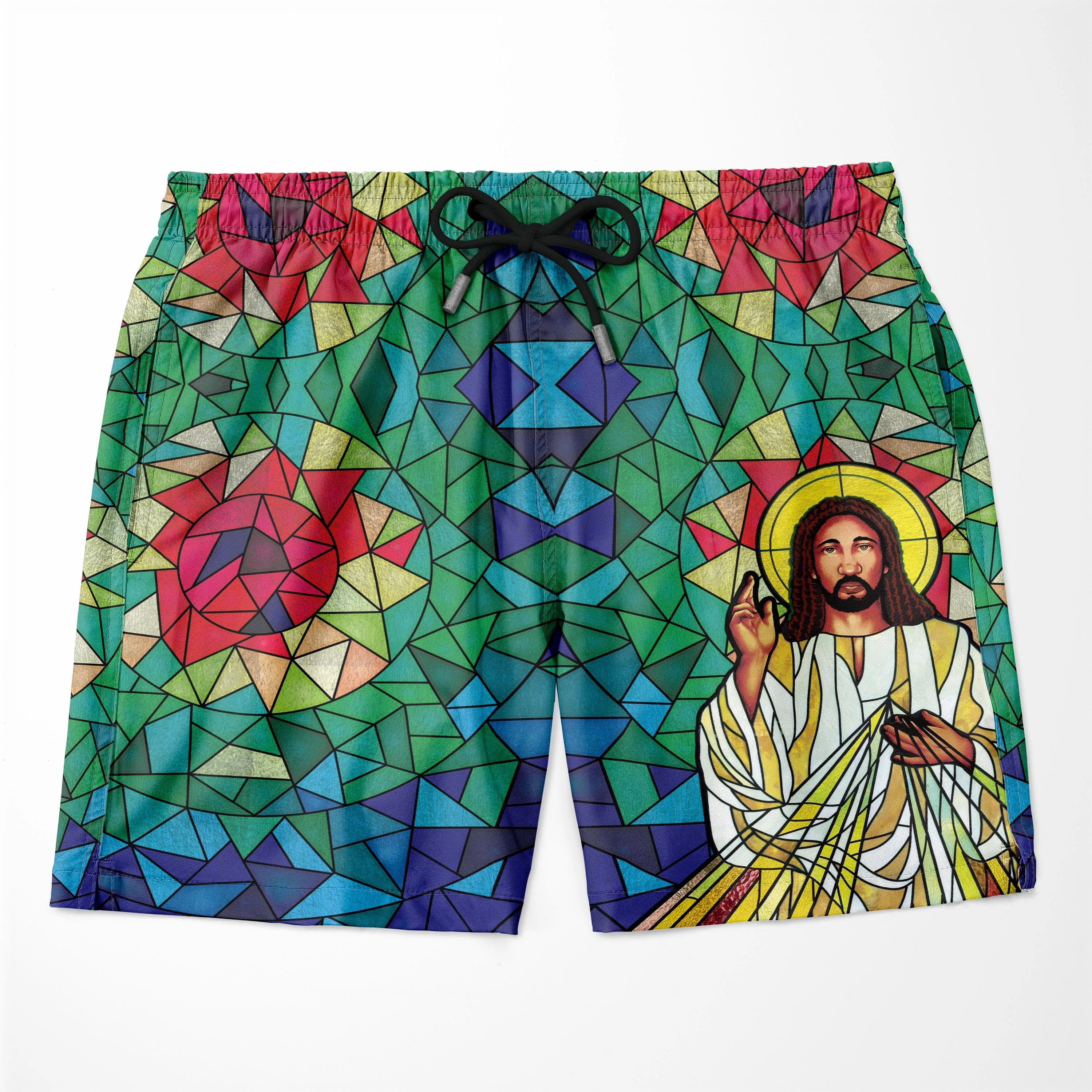 Black Jesus On The Stained Glass Shorts