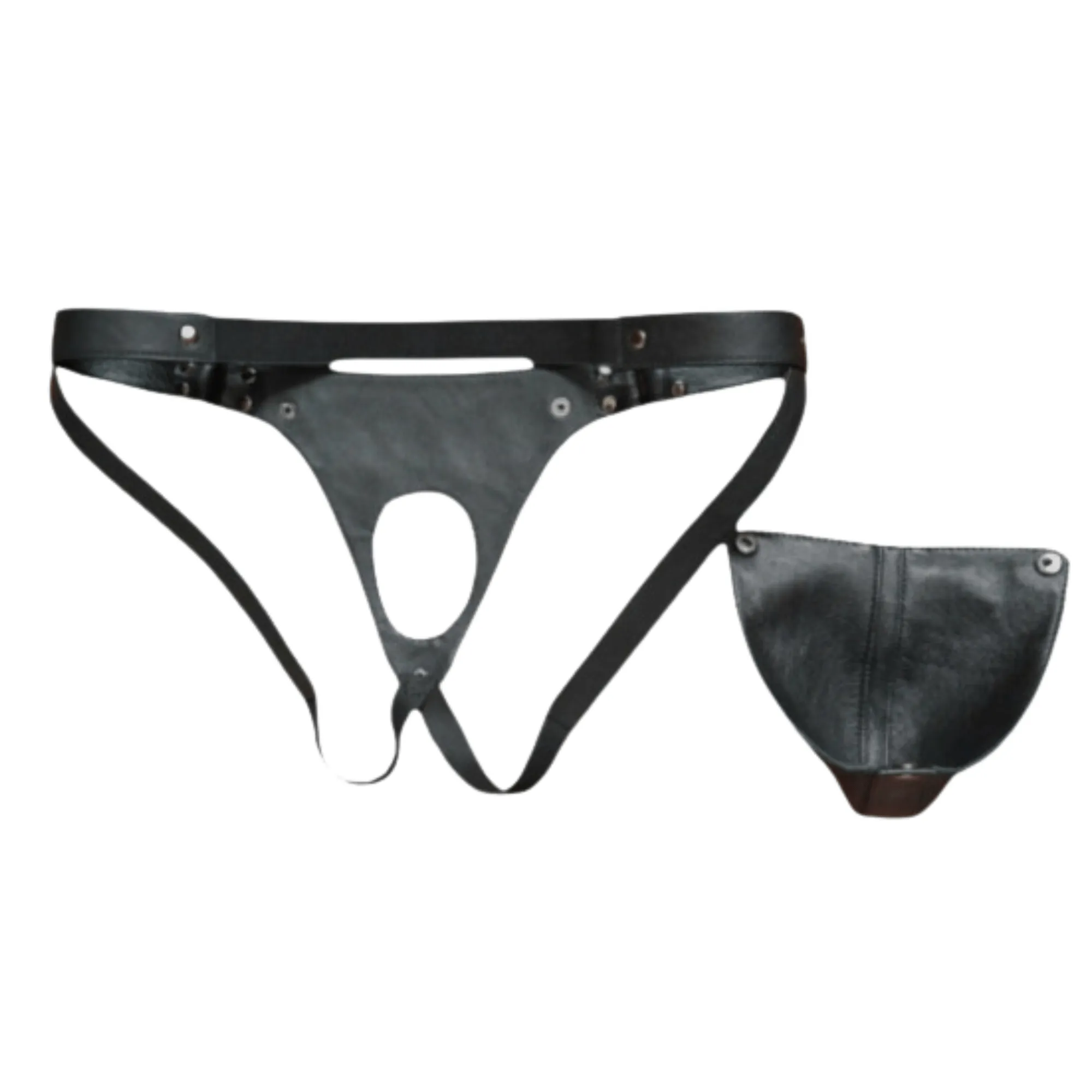 Black Mens Leather Jockstrap