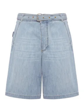 BLEACHED LIGHT DENIM SHORTS