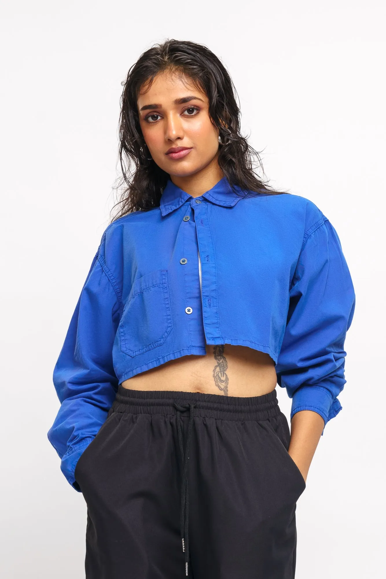 Blue Cropped Shirt