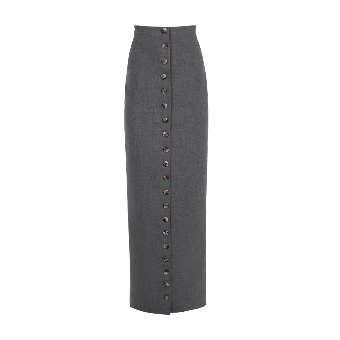 Buttoned Maxi Pencil Skirt