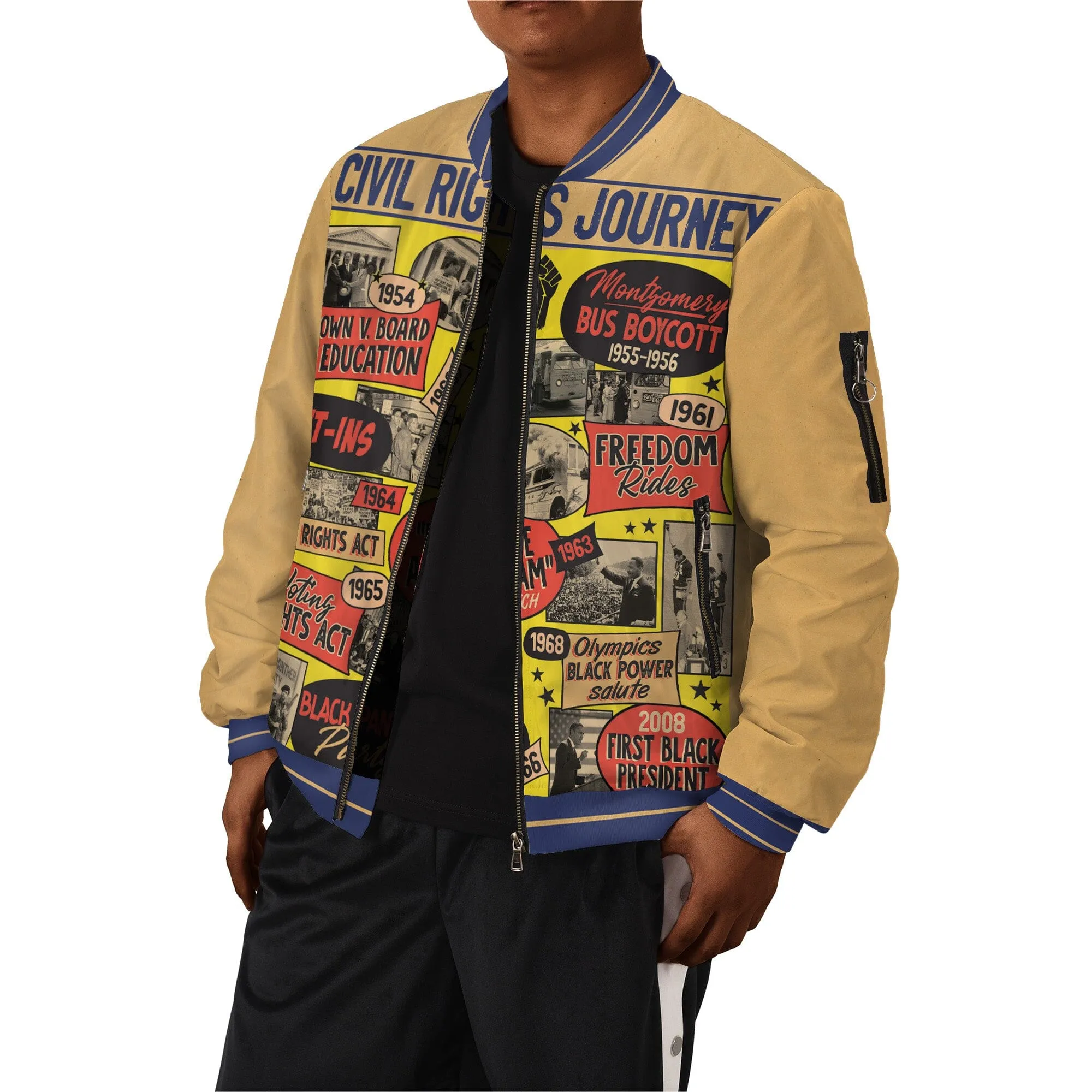 Civil Rights Events in 50s Style Bomber Jacket