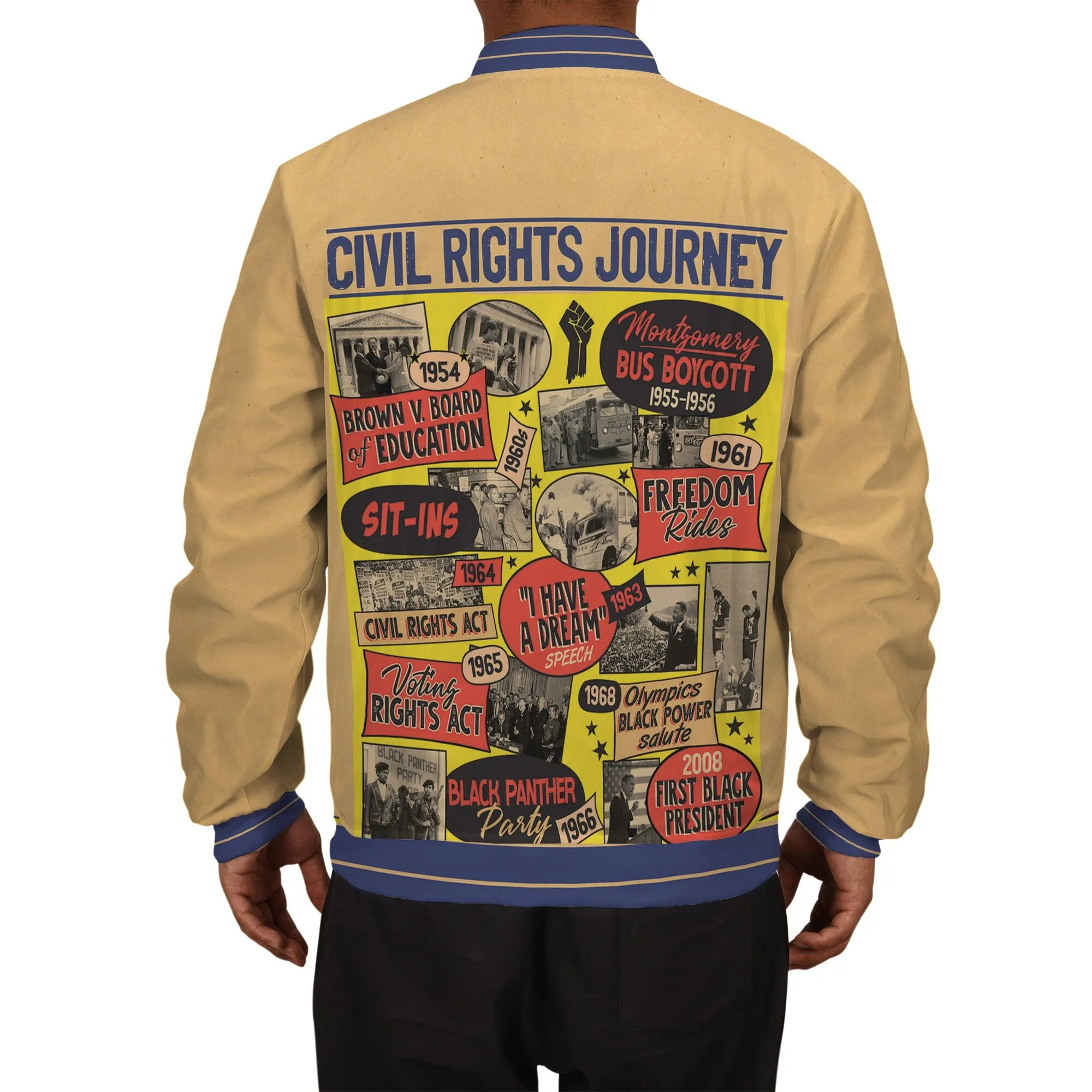 Civil Rights Events in 50s Style Bomber Jacket