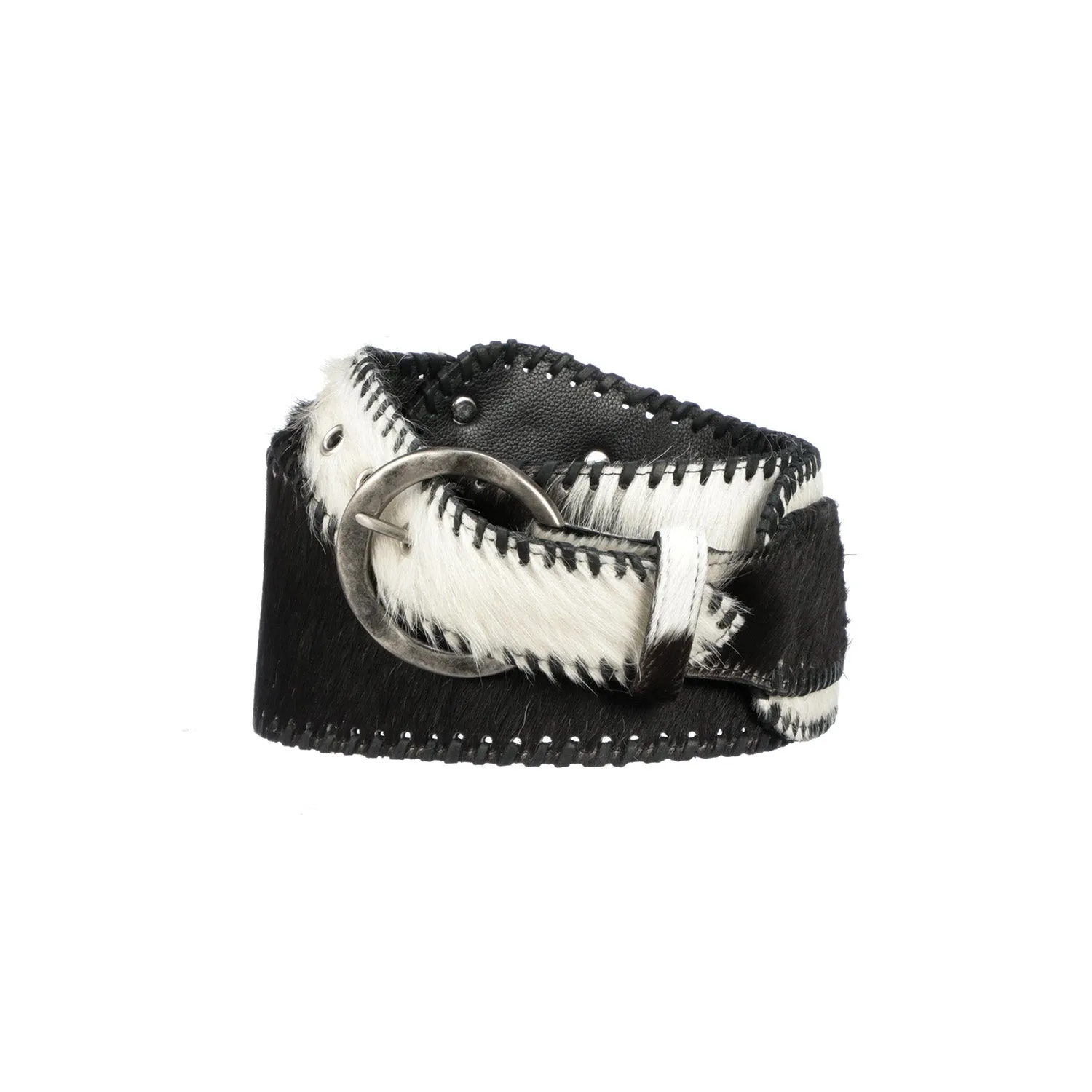 Cowhide Belt :: Black/White