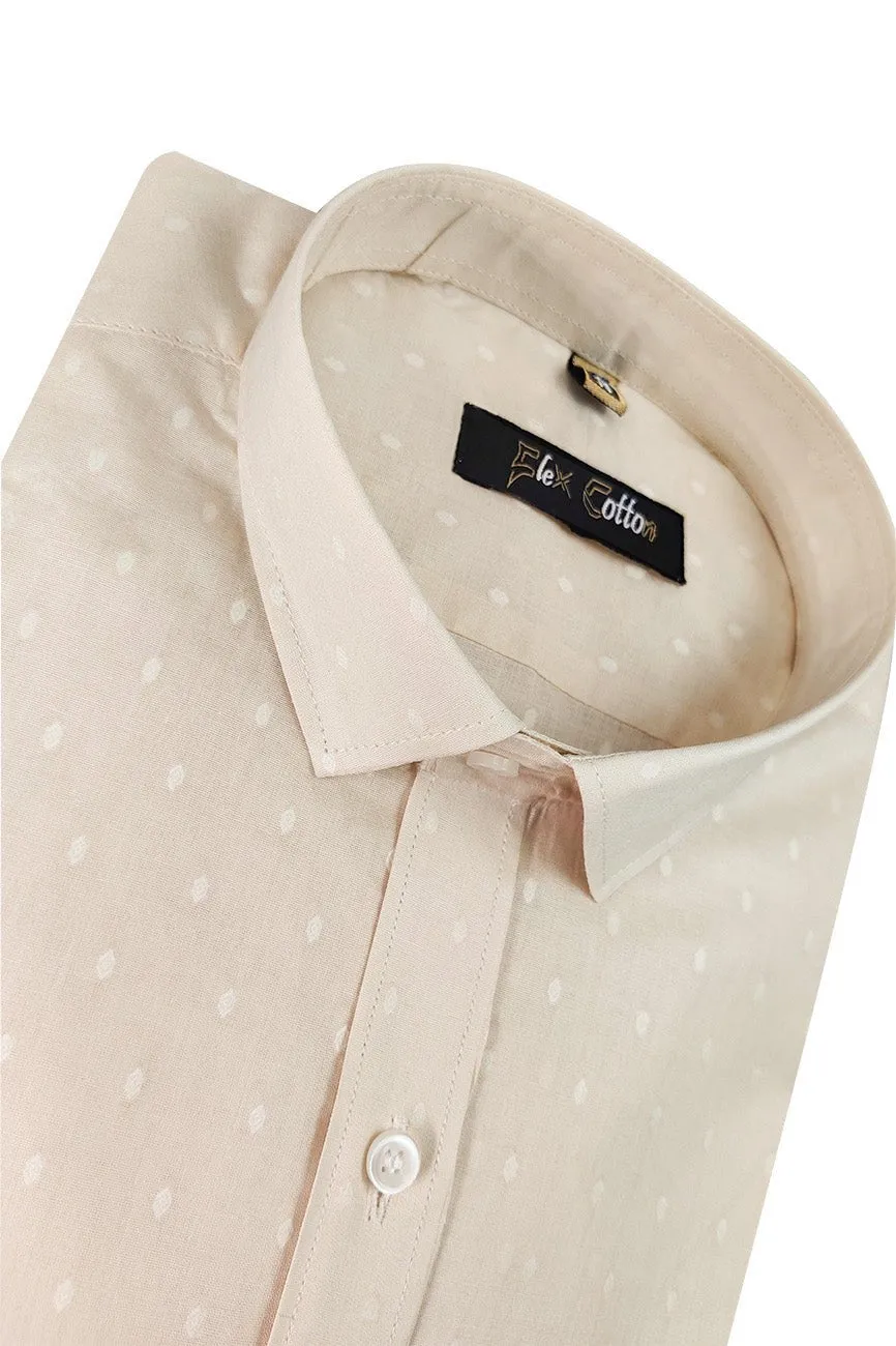 Cream Color 100% Cotton Lawn Finish Shirt For Men