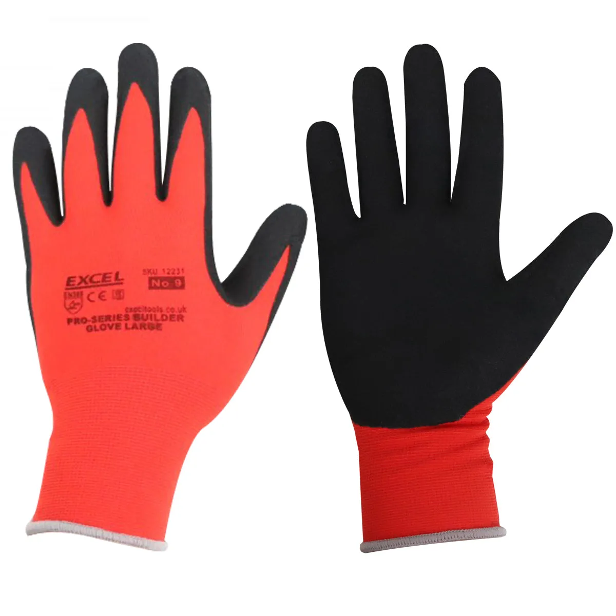 Excel Pro-Series Builder Gloves Red & Black Size XL