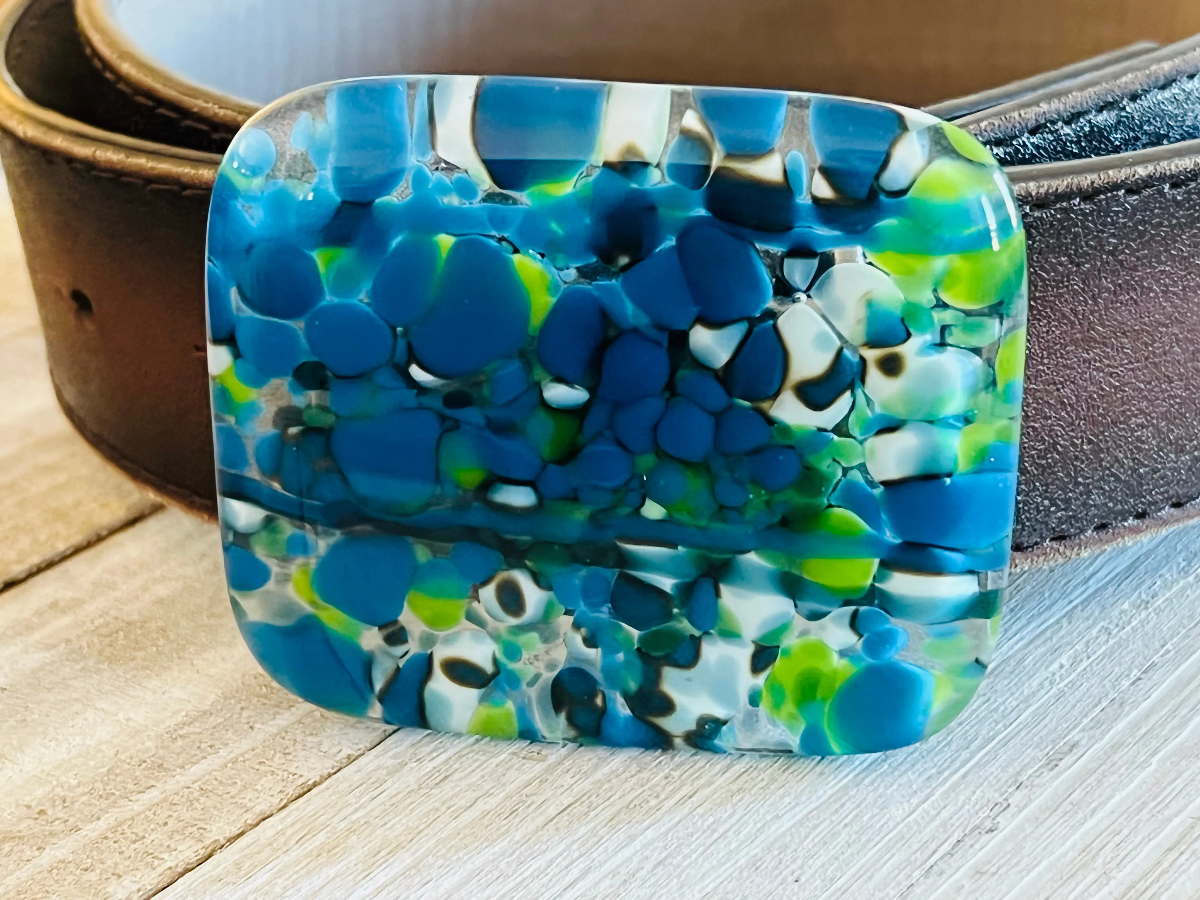 Glass Belt Buckle~Blue&Green