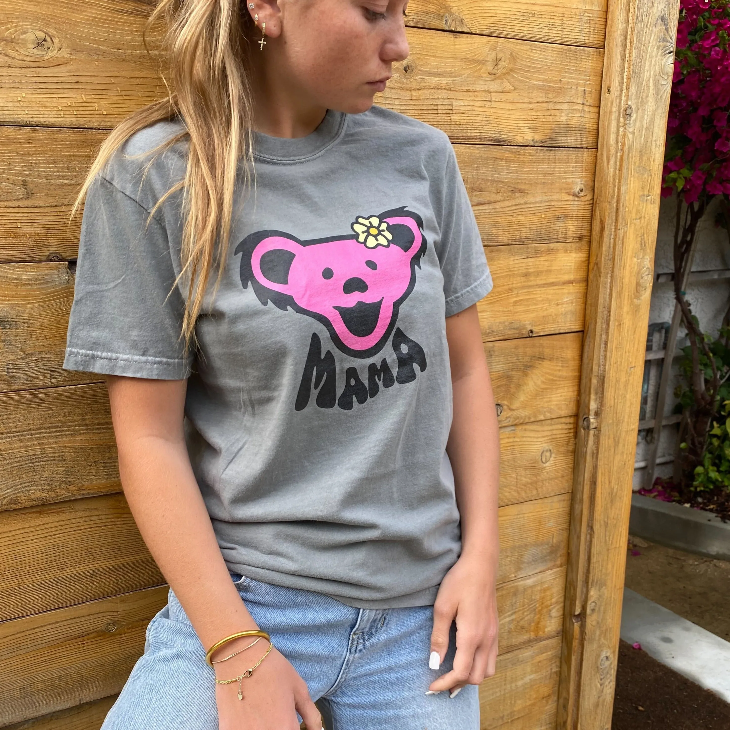 Grateful Dead | Pigment Dye Oversize Cotton Tee | Grey Mama Bear