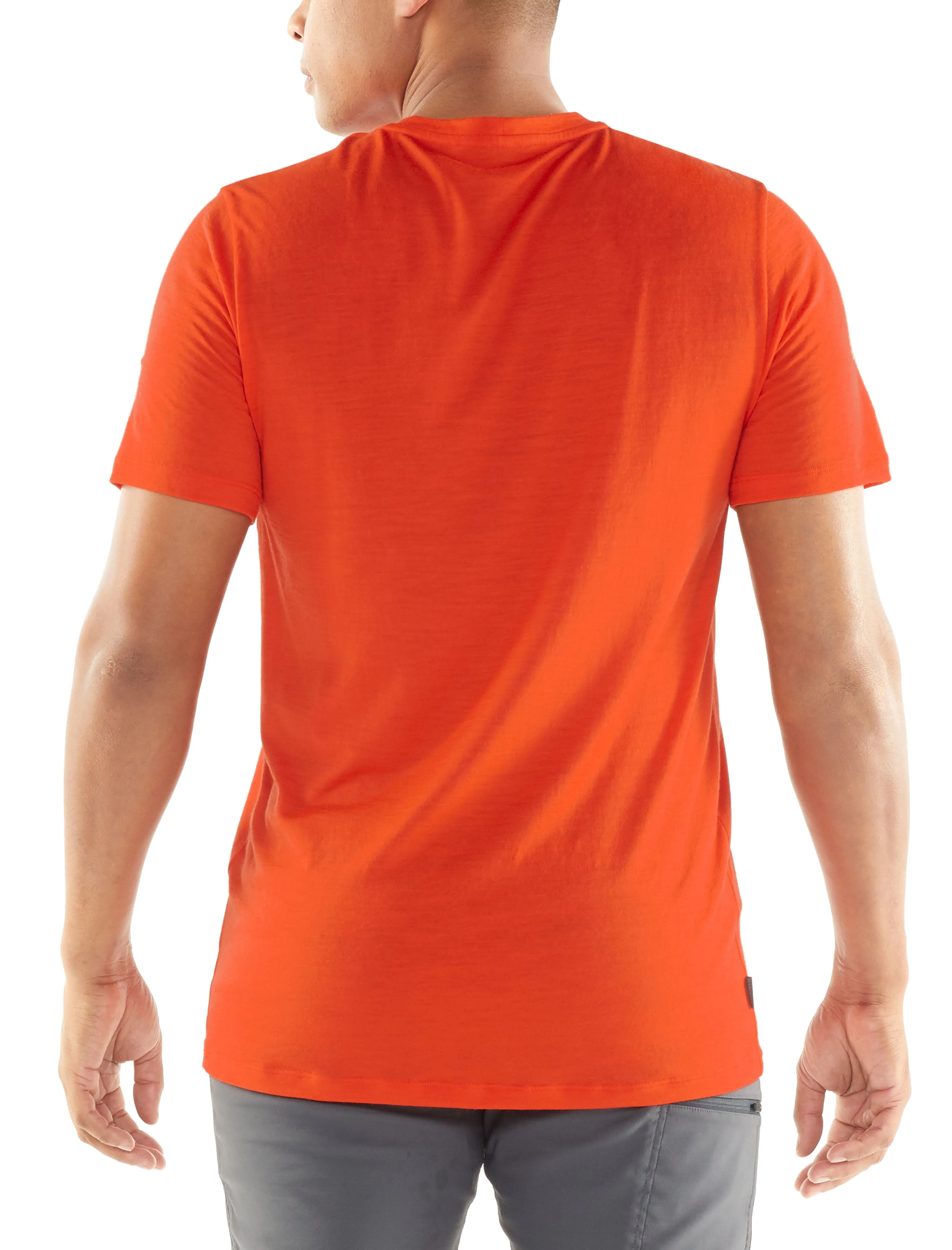 icebreaker Merino Men's 150 Tech Lite Short Sleeve Crewe  Mountain Line T-Shirt - Blue Carrot Red