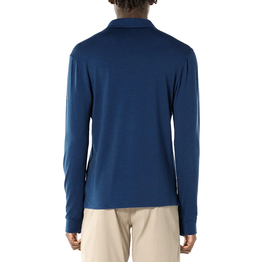 icebreaker Merino Men's T-Shirt Saige Long Sleeve Rugby - Blue Monsoon