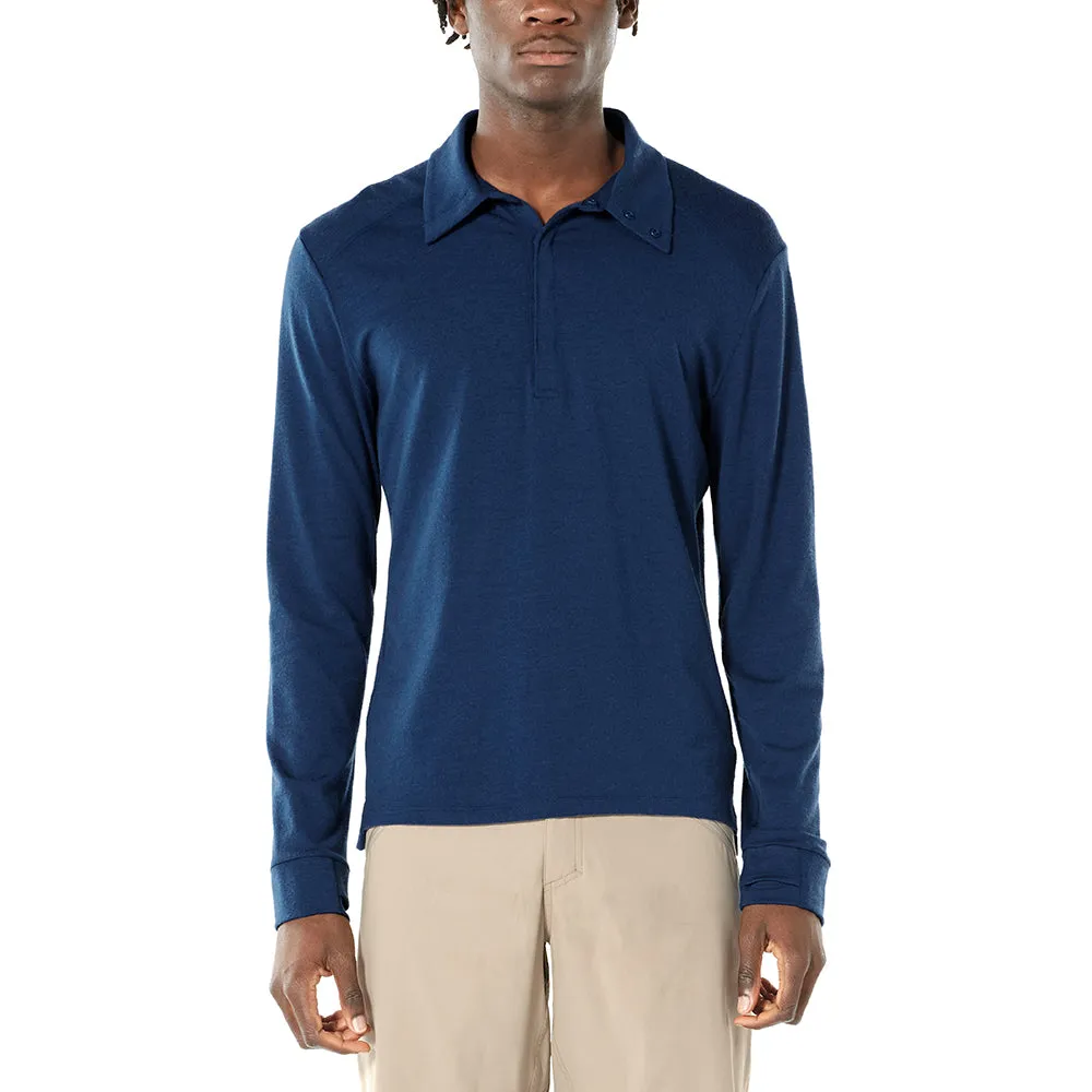 icebreaker Merino Men's T-Shirt Saige Long Sleeve Rugby - Blue Monsoon