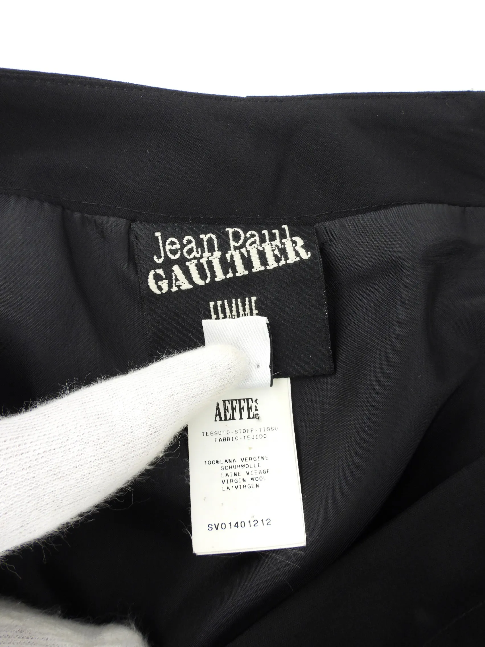 Jean Paul Gaultier Femme Vintage Black Virgin Wool Anorak Midi Skirt - 42 / 8