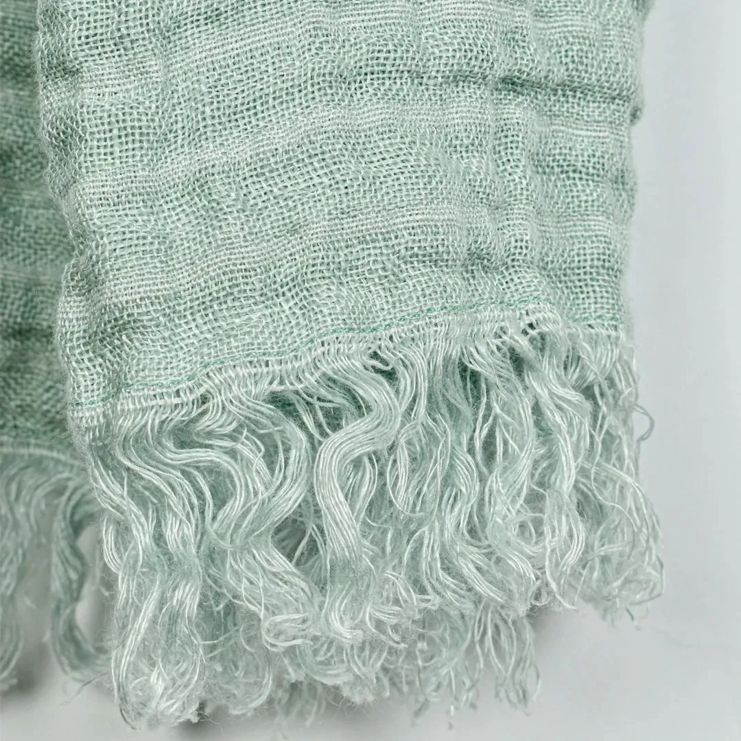 Linen Scarf Gauze Stripe Mint