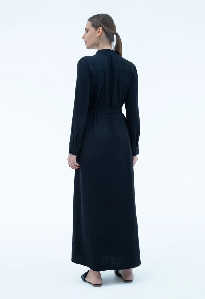 Maxi Shirt Dress With Self-Fabric Belt