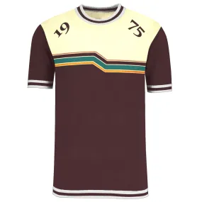 Men's brown vintage 1975 striped knit T-shirt