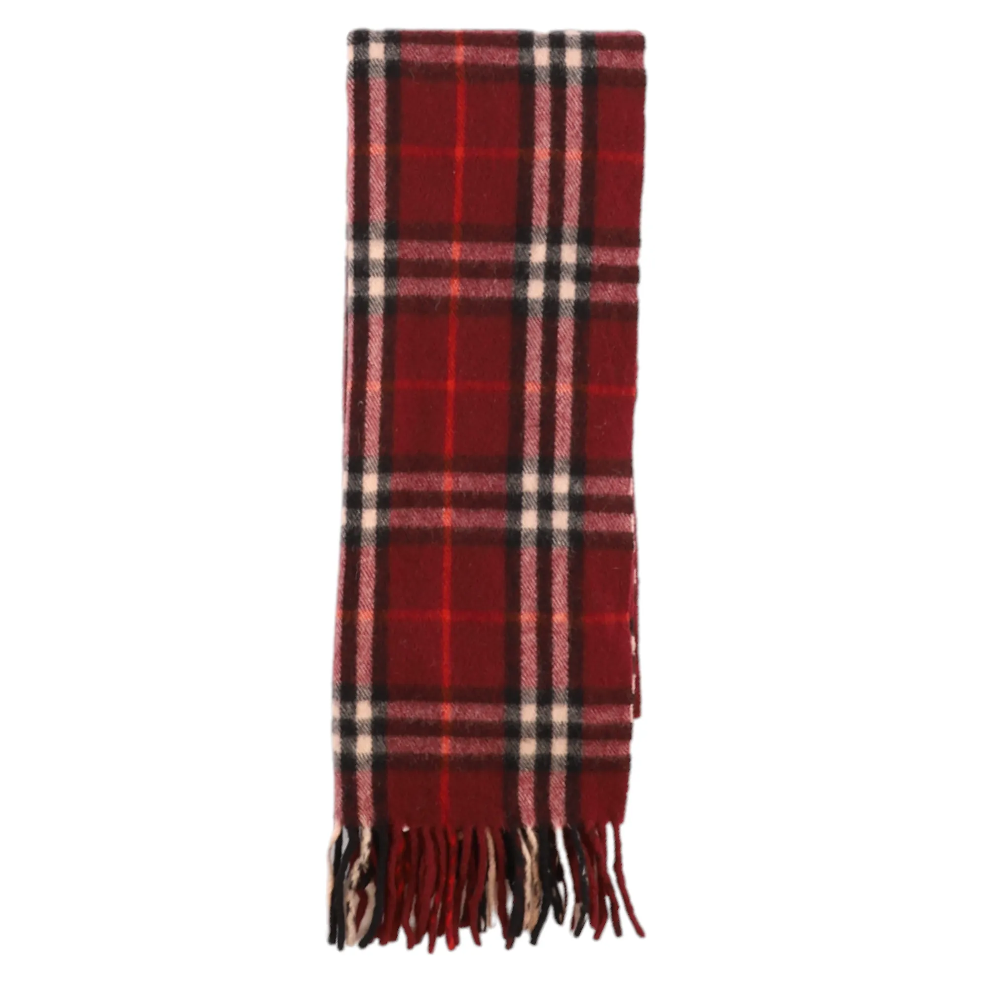 Men's Checkered Wool Scarf Burgundy