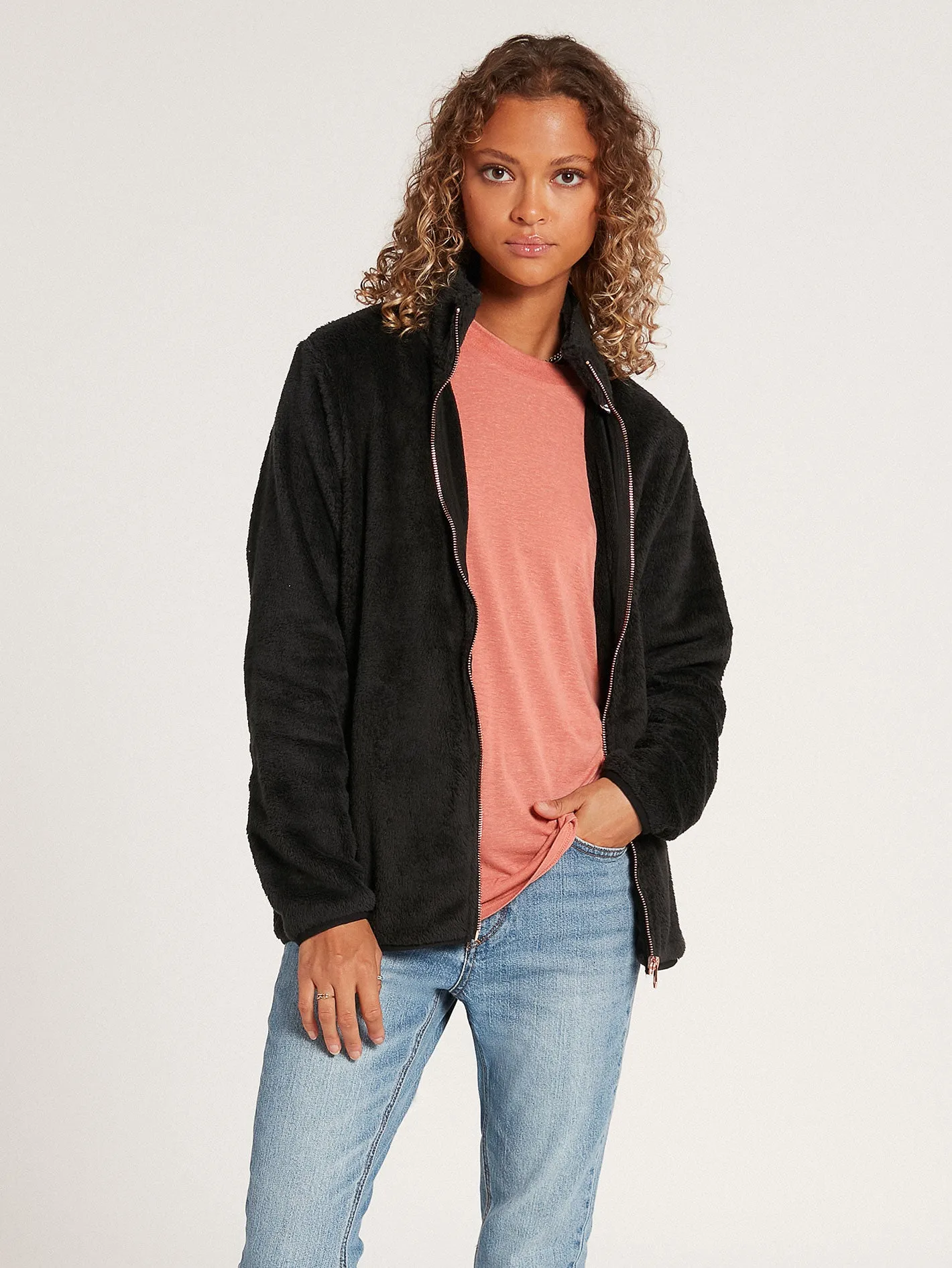 Pheelin Phuzzy Zip Up Jacket - Black