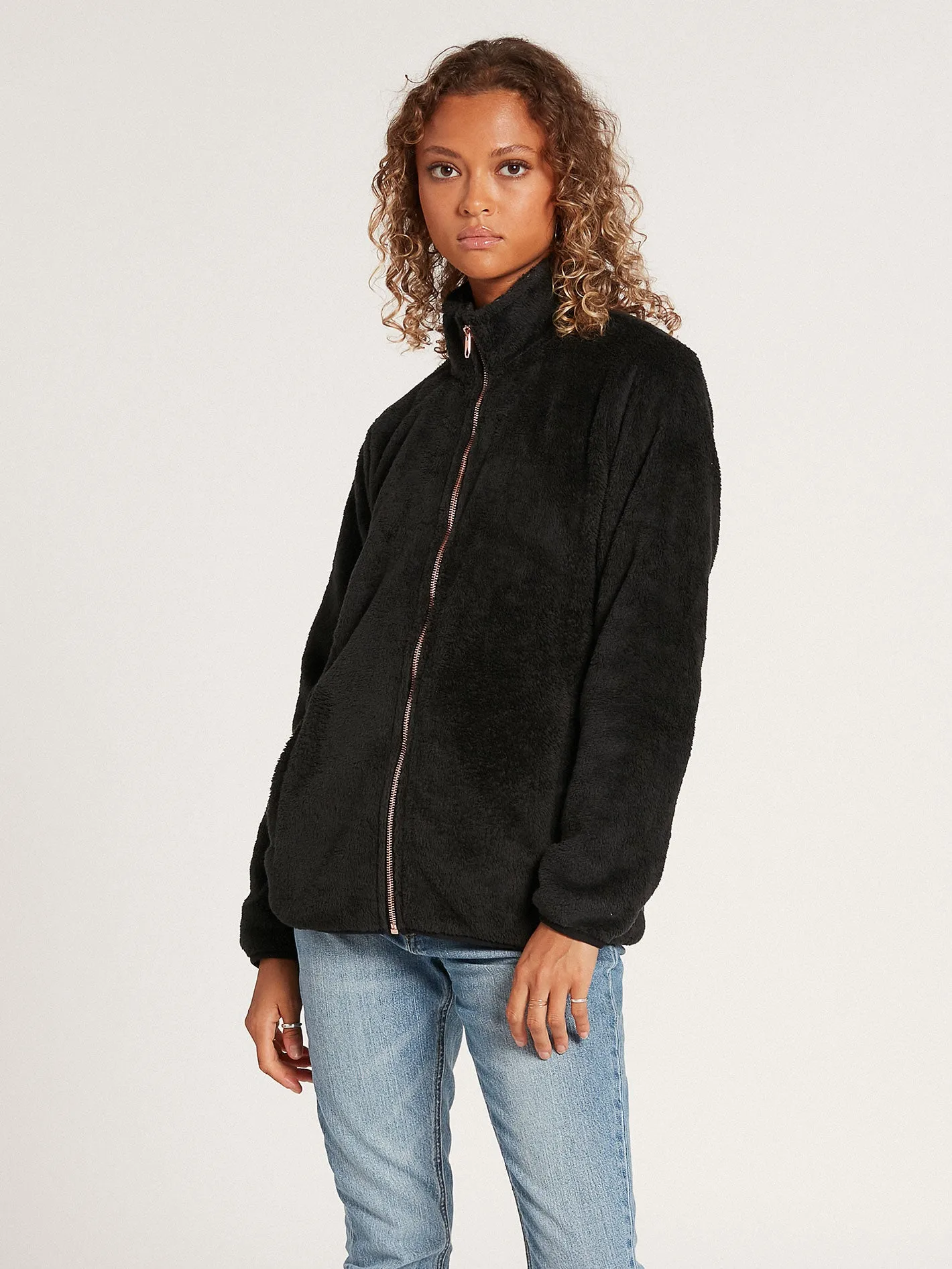 Pheelin Phuzzy Zip Up Jacket - Black