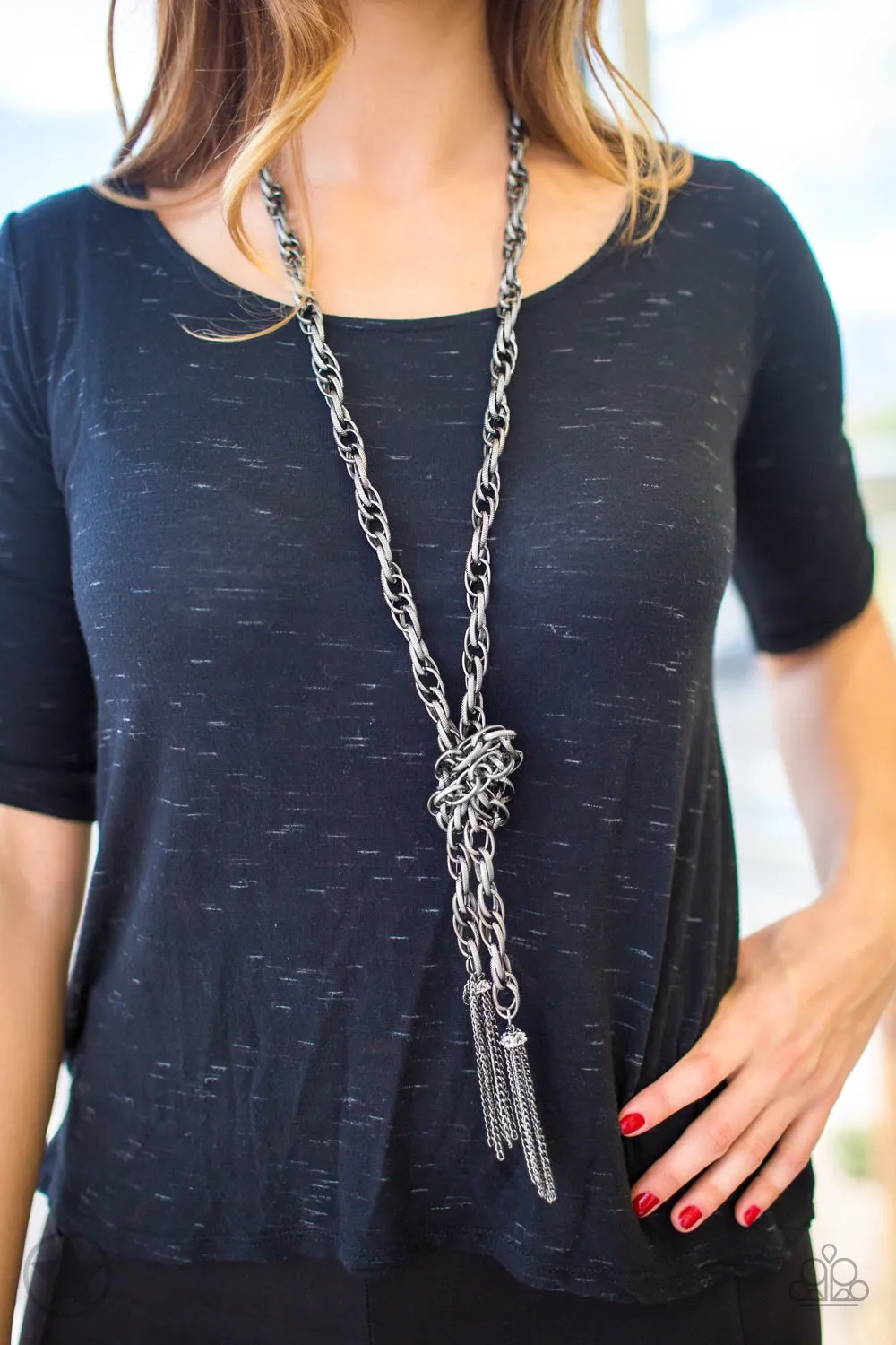 SCARFed for Attention Gunmetal-Necklace