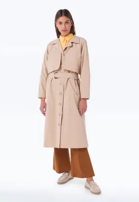 Shoulder Overlap Solid Long Coat