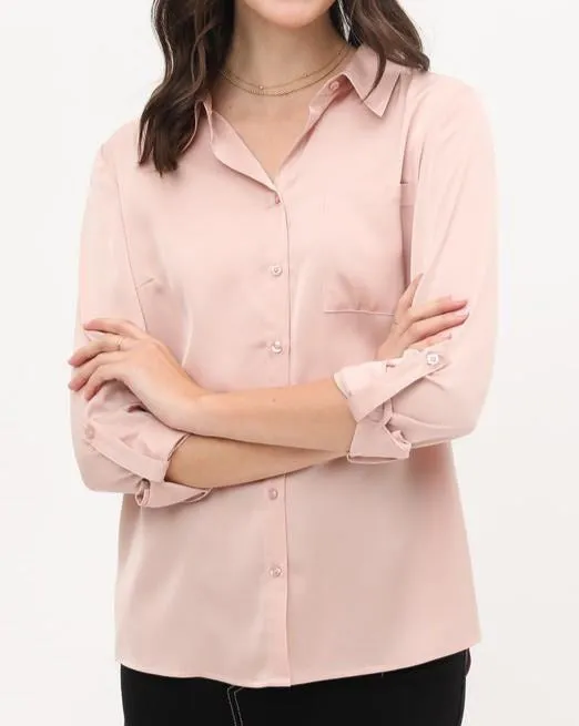 Sikly Satin Hi-Low Long Sleeve Shirt