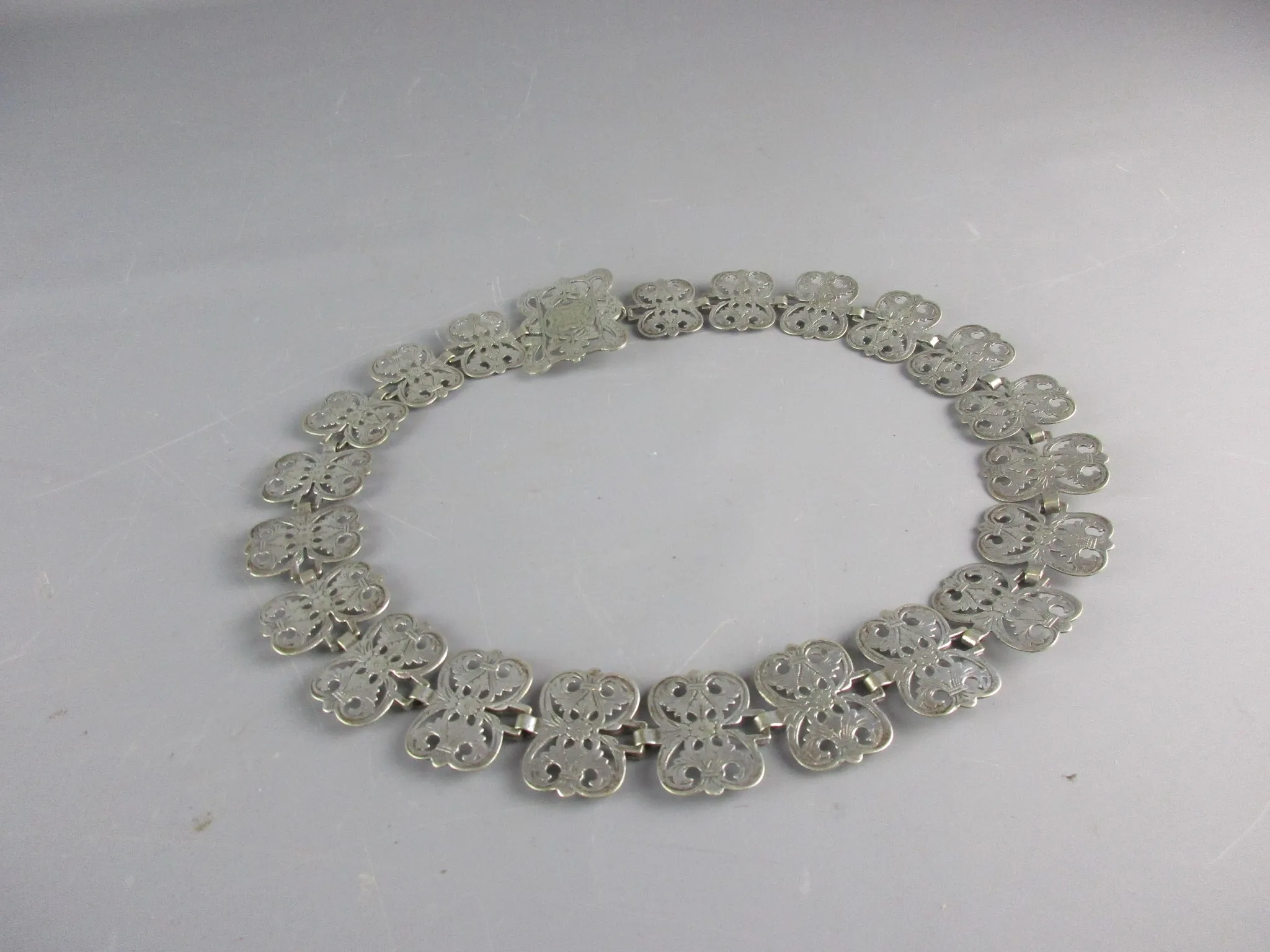 Silver Plated Floral Style Decorative Belt Antique Art Nouveau c1930