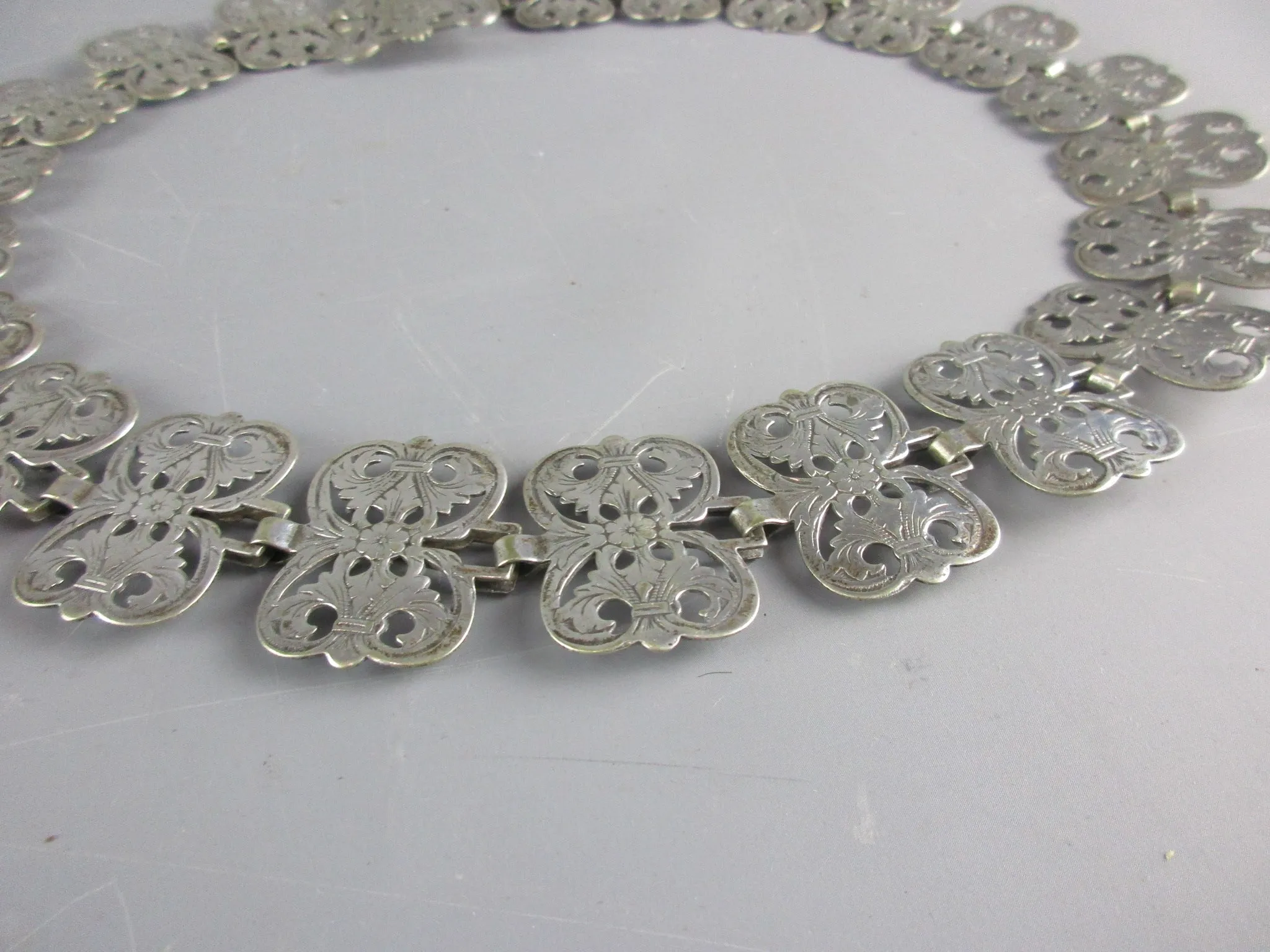 Silver Plated Floral Style Decorative Belt Antique Art Nouveau c1930