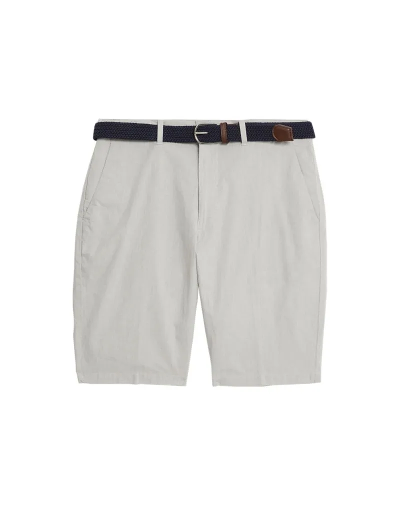 Striped Belted Stretch Chino Shorts