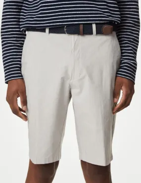 Striped Belted Stretch Chino Shorts