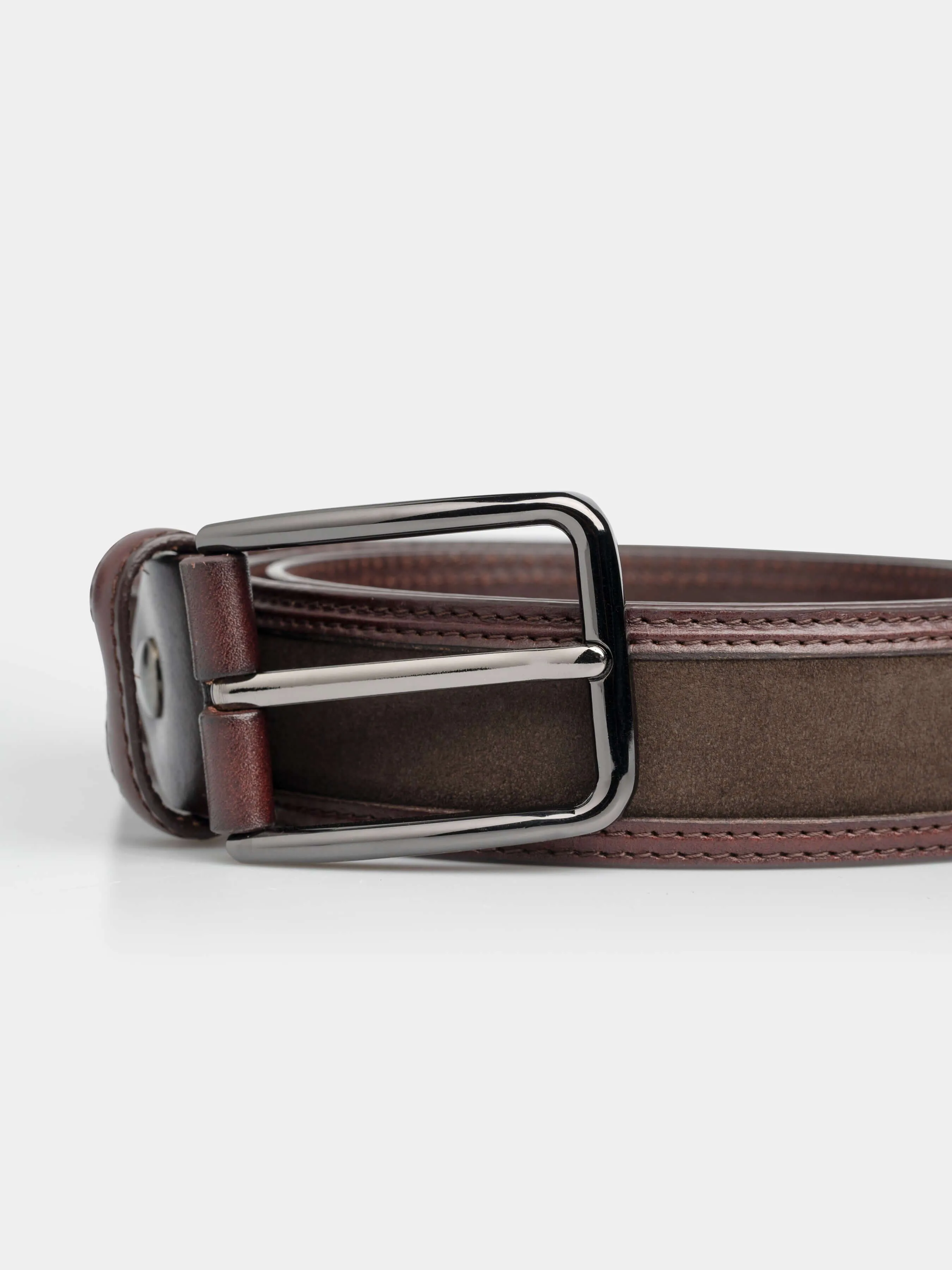 Suede Leather Belt - Black Gunmetal Buckle