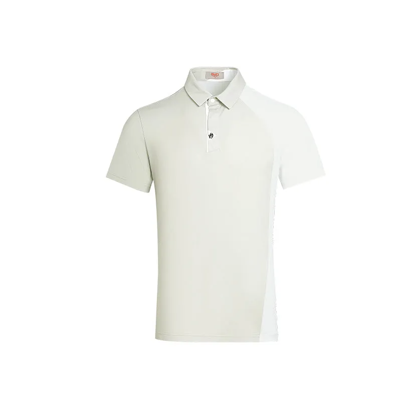 SVG Golf Men's Off-White Color Block Lapel Polo Shirt