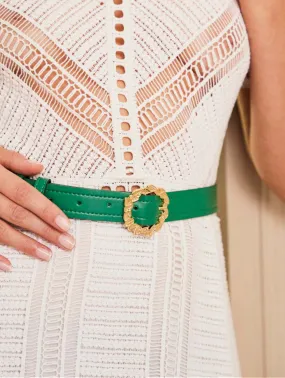 Tango Vegan leather Gold Buckle Belt | Emerald