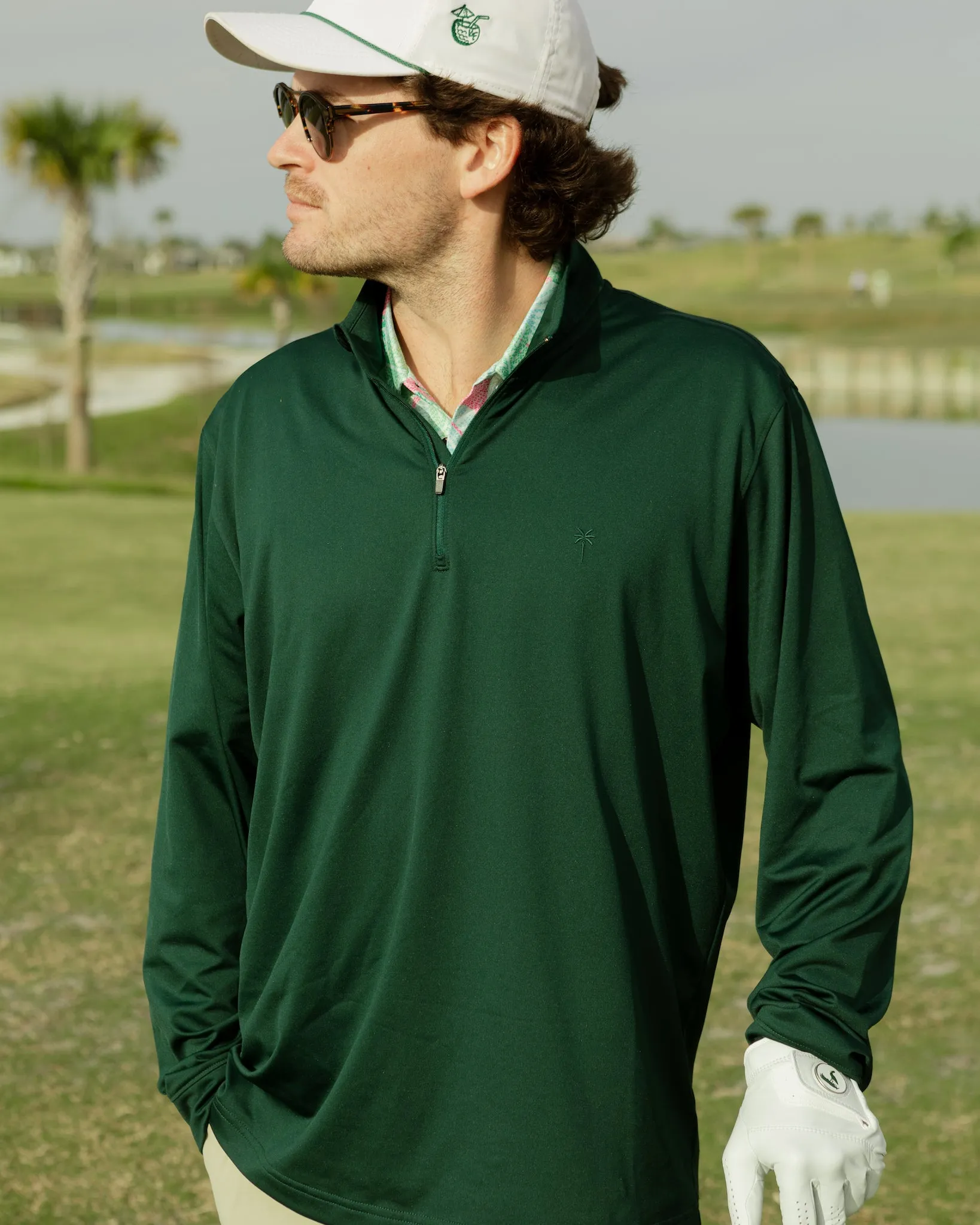 The Pebble Beach - Jungle Green Quarter Zip Pullover