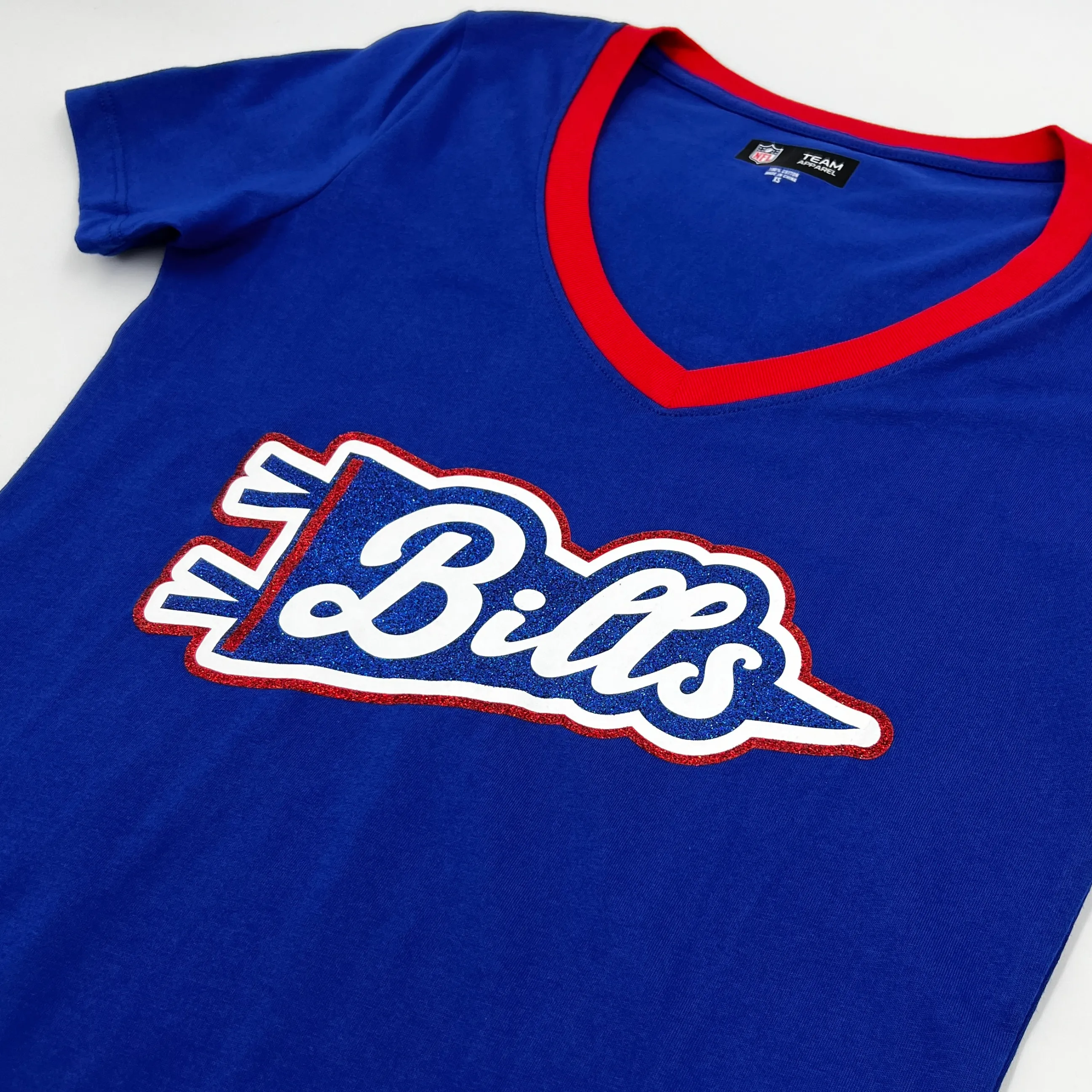 Women's New Era Bills Pennant Royal Blue V-Neck Shirt